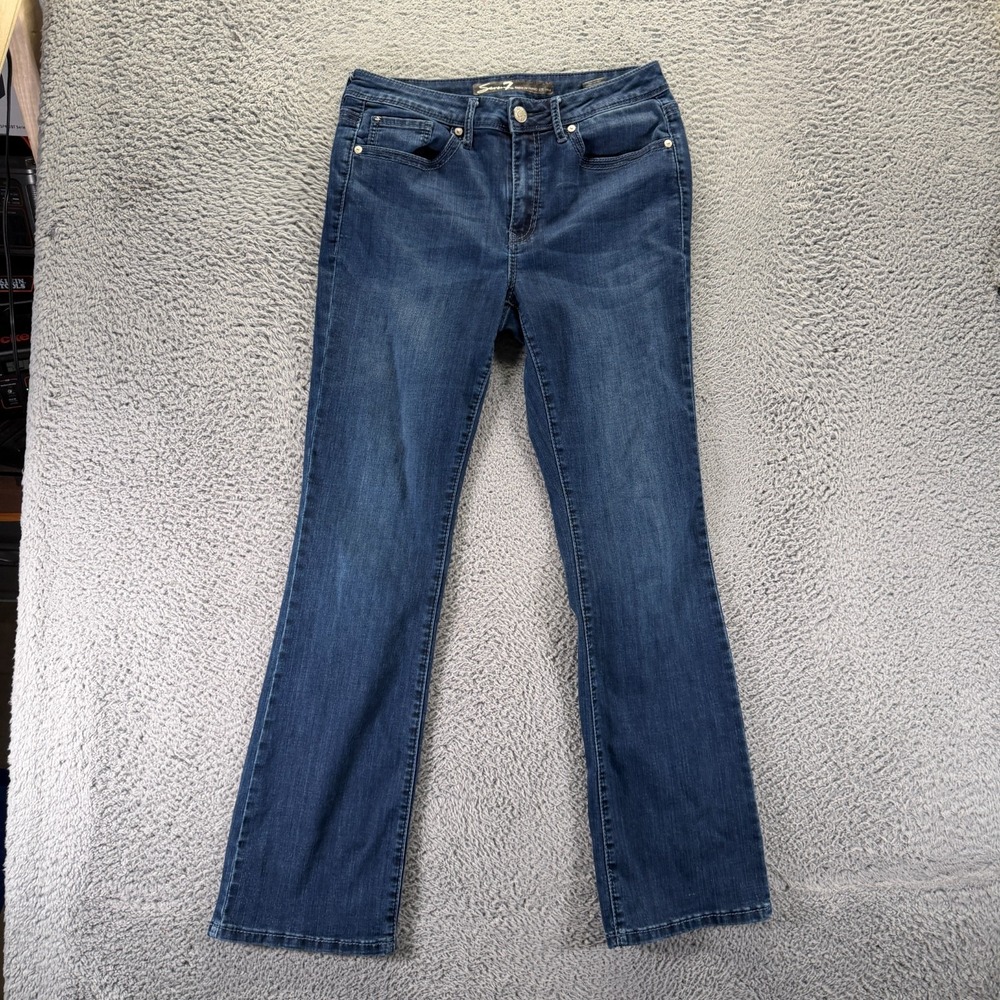 Seven7 Jeans Womens 12 Blue Cotton Denim Bootcut Faded Cowgirl Western Stretch